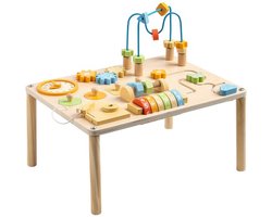 8-in-1 Montessori speelbord - Houten multifunctioneel speelgoed voor vroege ontwikkeling - Met kralenlabyrint en vormsorteerder - Zintuiglijk & educatief speelgoed voor baby's vanaf 12 maanden