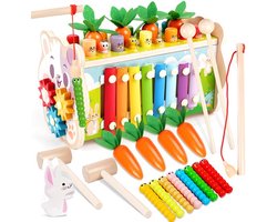 8-in-1 Montessori-speelgoed - vanaf 18 maanden - Hamerspel Houten speelgoed Motorische vaardigheden Speelgoed Xylofoon Kinderen 1 jaar Educatief speelgoed, Cadeau voor kinderen 1 2 jaar Jongen Meisje Doopcadeaus