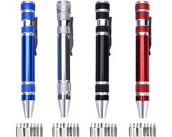 8-in-1 precisie schroevendraaier set, penvormig design met magnetische bits, voor telefoon, bril, horloge en elektronica, 4-delig