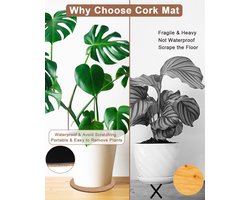 8 Inch Kurken Planten Mat - Set van 3 Grote Kurken Onderzetters voor Kamerplanten - Zowel voor Binnen als Buiten Gebruik - Kurken Onderzetters voor Bloempotten en Drankjes - DIY Knutselprojecten