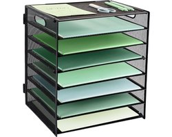 8-laags metalen mesh bureau-organizer voor A4-papier, documenten en tijdschriften, ideaal voor thuis, school en kantoor, zwart
