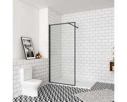 8 mm NANO glazen inloopdouche 120x200 cm (verstelbaar van 1180-1200 mm) + N:90cm zwarte Stabilisatiestang
