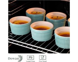8 oz porseleinen ramekins, serveerschalen voor souffle, creme brulee, klassieke stijl ramekins voor bakken, set van 6, meer blauw