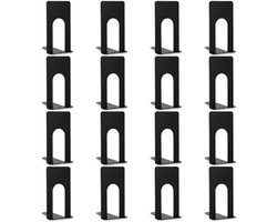 8 Paar Boekensteunen - Metalen Boekensteunen Voor Planken - Boekopslag & Boekenhouders - Zwart, 16 Stuks (69 X 100 X 130 mm) - Voor Kinderen, Thuis, Kantoor & Scholen