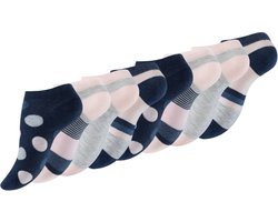 8 paar Dames sneakersokken - Dots/Stripes-mix - Maat 35-38