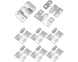 8 paar in elkaar grijpende haken voor schilderijen en spiegels - Roestvrij staal - 54x30mm - Ophanghaken voor slaapbank - Duurzaam en handig in gebruik