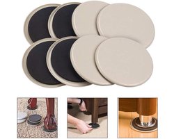 8-pack - Glijpads - Meubelglijders - 3,5 inch - Herbruikbaar - Ronde glijders voor het verplaatsen van meubels op tapijt en hardhouten vloeren