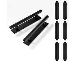 8-Pack zelfklevende duw-trekhulp zwarte - verborgen kastgrepen - ABS-kunststof deur raam garderobe instant kast lade meubelgrepen