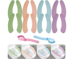 8 Pairs Soft Bathroom Toilet Seat - 2 Toilet Seat Lifter - Warmers - Cover Pads - Portable - Washable en Reusable - Geschikt voor Families - Hotels - Hostels - 4 Kleuren