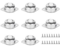 8 Pcs Ball Wheels Furniture Casters - Flat Nylon Ball Wheels - Heavy Duty with Screws - 360 Degree Swivel Universal Casters voor Tafel - Keukenapparatuur en Zware Vervoer