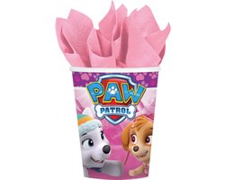 8 roze Paw Patrol bekers
