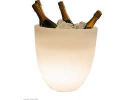 8 Seasons Design Shining Curvy Cooler (RGB) - champagnekoeler met verlichting - Wit - 16 RGB kleuren - Led - Dimbaar - H39 cm