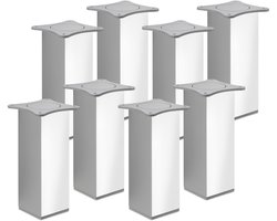8 St. meubelpoot QUEBEC II 200 mm 65 x 65 mm gepolijst chroom meubelpoten van aluminium van Sotech