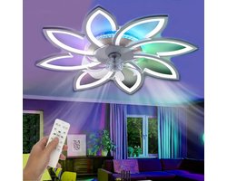 8 Sterren Plafondlamp Met Ventilator - RGB - Met Afstandsbediening - Smart lamp - Dimbaar Met App - 6 Standen Ventilator - Woonkamerlamp - Moderne lamp - Plafoniere