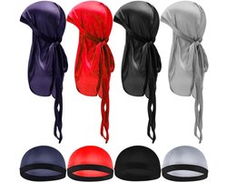 8 Stks Baby Zijdeachtige Durags met Lange Staart en Brede Bandjes Kinderen Satijn Durag Caps Kind Headwraps voor 360 Golven