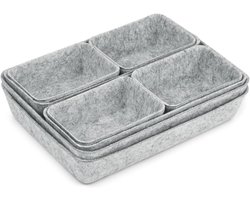 8 Stuk - Opberg Systeem met Lades - Stapelbare Vilt Opbergdozen - Flexibele Vilt Bak voor Bureau, Kaptafel, Nachtkastje, Kast (Lichtgrijs)