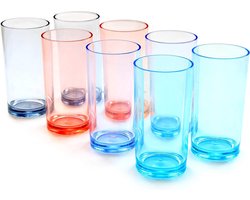 8 Stuks 500ML Plastic Glazen, Plastic Drinkbekers, Drinkglazen 500ML (4 Kleuren)