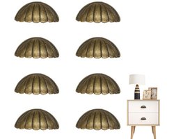 8 stuks - Antieke schelpgrepen - Bronzen metalen ladegrepen - Stevig en duurzaam - Retro en veelzijdig - Brons - 76*32 mm - Geschikt voor keukenkastjes, slaapkamerkaptafels, badkamerkastbeslag
