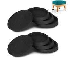 8 stuks - Antislip meubelbeschermers - Ronde meubelonderzetters van 6,35 cm - Zwarte rubberen wieldoppen - Antislip bedpootbeschermers - Antislip meubelpootbeschermers voor bedden, kasten, banken, stoelen en tafels (zwart)