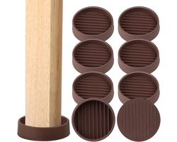 8 stuks - Antislip rubberen meubelbeschermers - vloerbeschermers - voor bedden, banken, tafels en stoelen (2 x 2 inch, rond, bruin)