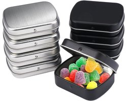 8 Stuks Blikken Container Rechthoekige Kleine, 60 X 48 X 15 mm Blikken Doos Metalen Lege Scharnierende, Draagbare Mini-Metalen Opbergdoos, Metal Tin Box voor DIY Gebruik, Kleine Items Opslag