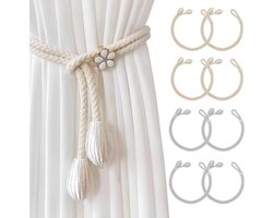 8 Stuks Gevlochten Gordijnhouders voor het Vastmaken van Gordijnen, Decoratieve Gordijnaccessoires voor Woonkamer, Slaapkamer en Kantoor