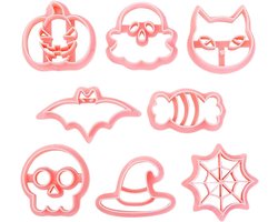 8 stuks - Halloween Koekjesvorm - koekjesvormpjes - 3D kunststof koekjesvormen - plastic pompoen gereedschap - Halloween Koekjes uitsteker - spookpompoen kat gebakgereedschap, geschikt voor taarten, gebak, koekjes en fondant