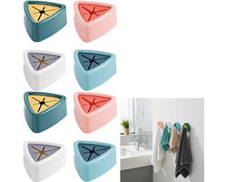 8 stuks - handdoekhaken - Zelfklevende Push-Pull handdoekhaken - Zelfklevend handdoekrek - vaatdoekrek - blauw, roze, geel en wit - 5 x 2,3 cm - geschikt voor campers, keukens en badkamers
