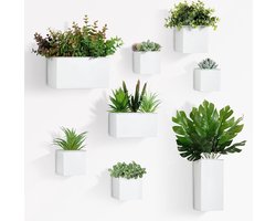 8 stuks hangende bloempotten, metalen bloempotten voor aan de muur, hanglampen, wandvazen voor bloemen, planten, wanddecoratie, tuindecoratie