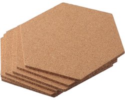 8 Stuks Hexagon Kurken Prikbord - Dikke Kurken Bord Tegels voor DIY Kantoor Thuis Decor - Zelfklevend Frameloos met 64 Stuks Prikpennen