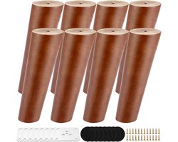 8 Stuks Houten Meubelpoten Schuin 15 cm - Conische Tafelpoten voor Bank, Kast en DIY