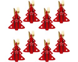 8 Stuks Kerst Tafeldecoratie - Zilverwerk Bestekhouders voor Eetkamer en Feesten