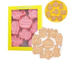 8 stuks Koekjesvorm - Koekjesvorm Uitsteekvorm set - Halloweensvorm - uitsteekvorm - PP uitsteekvormen - Bakvorm - Mini Uitsteekvormen - Uitstekers Set - keukenapparaat - Kookgereedschap - PP - Halloween - Roze
