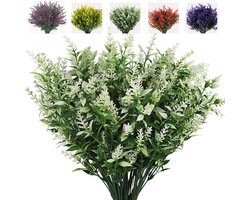 8 Stuks Kunstmatige Lavendel Bloemen - Binnen En Buiten UV-Bestendig Kunststof Nep - Bloemen Planten Boeketten - Voor Bloemstuk, Tafel Middenstuk, Huis Tuin Bruiloft Decoraties - Wit