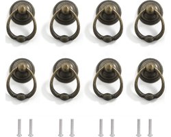 8 stuks ladegrepen, antiek, vintage meubelgreep, meubelknoppen, ringen, schuifladen knoppen met schroeven, voor meubels, kast, commode, deur, meubelknop, kledingkast