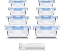 8 stuks maaltijdbereidingsbakken – glazen bewaarbakken met deksel – maaltijdbereidingsglazen – glazen containers met deksel – magnetronbestendig servies met deksel