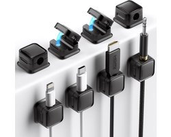 8 stuks - Magnetische kabelorganizer - Sterk klevende bureaukabelorganizer - Magnetisch, gemakkelijk te openen - Geschikt voor thuis, kantoor, auto, bureau, nachtkastje - Zwart