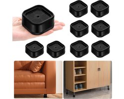 8-stuks meubelverhogers - Verstelbare bedverhogers voor zwaar gebruik - voor tafel, bureau, bank, stoel, bankkast, bedpoten, slaapzaal - Zwart