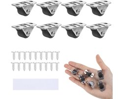 8 stuks meubelwielen 1,3 cm kleine wielen voor meubels, mini stille bokwielen met plaknoppen en schroeven voor meubels, gereedschapskisten, flightcases