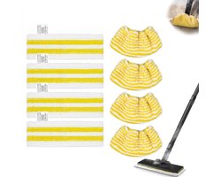 8 stuks microvezeldoeken - 4 vloerdoeken en 4 handdoeken - Geschikt voor Kärcher EasyFix SC1, SC2, SC3, SC4, SC5 microvezeldoeken - Geschikt voor Kärcher EasyFix stoomreiniger-mondstukken - Stoomreiniger accessoires - Voor alle vloeren - Geel en Wit