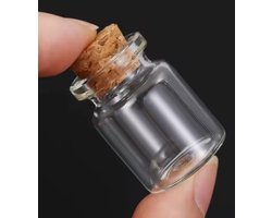 8 Stuks Mini Glazen Potjes met kurk 18x13mm - Decoratie - Poppenhuis inrichting - Schaal 1/12 - Flesjes