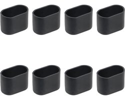 8 stuks - Ovale stoelpoothoezen - PVC meubelbeschermers - Antislip vloerbeschermers - Voor tafels, stoelen, meubels - Antikras vloerbeschermers - 2 x 4 cm - Zwart