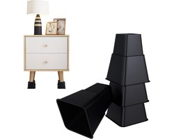 8 Stuks Plastic Bedverhogers, Vierkante Vorm, Ruimtebesparend, Meubelverhogers, Flexibele Meubelverhogers, Set 10-22,5 cm, In Hoogte Verstelbaar, Verlengstukken, Stijgbuis Voor Meubels, Bank, Bed, Tafel, Stoel NAIZY