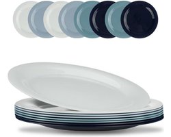 8 stuks plastic borden, herbruikbaar, 24 cm, onbreekbare platte borden, kunststof borden van polypropyleen, duurzame borden voor salade, pasta, party, huis, magnetron en vaatwasserbestendig