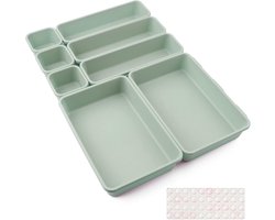 8 Stuks Plastic Lade Organizer Bakjes Lade Makeup Drawer Organizer 3 Formaten Groen Bathroom Bureau Kast Organizer voor Make-Up, Sieraden En Gadgets, Slaapkamer, Badkamer, Kantoor