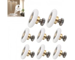 8 stuks - Schuifrollen voor douchedeuren - badkamer douchedeurwielen - Reserveonderdelen voor schuifdeuren - voor glazen douchedeuren, douchecabines, badkuipen, whirlpools en meubelaccessoires, enz.- wit - 20 mm
