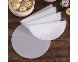 8 stuks Siliconen Stoommat - 32 cm - Herbruikbare - Bakmatten - Met antiaanbaklaag - stoompapier - Voor knoedels, broodjes, Dim Sum - Rond - Wit