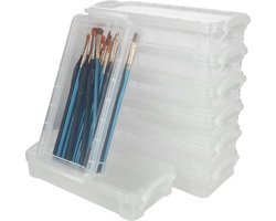 8-stuks stapelbare pennendoos 22 x 10 x 4 cm - opslag voor potloden linialen scharen - wit