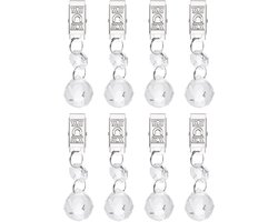 8 stuks tafelkleedgewichten van kristalglas met metalen clips, bolvormig, transparant, 30 mm, ideaal voor tuintafels, picknicks en buitengebruik