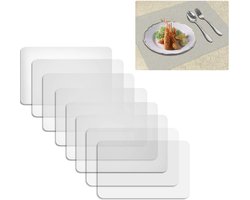 8 stuks transparante placemats, kunststof, antislip, afwasbaar, hittebestendig, placemats voor keuken, eettafel